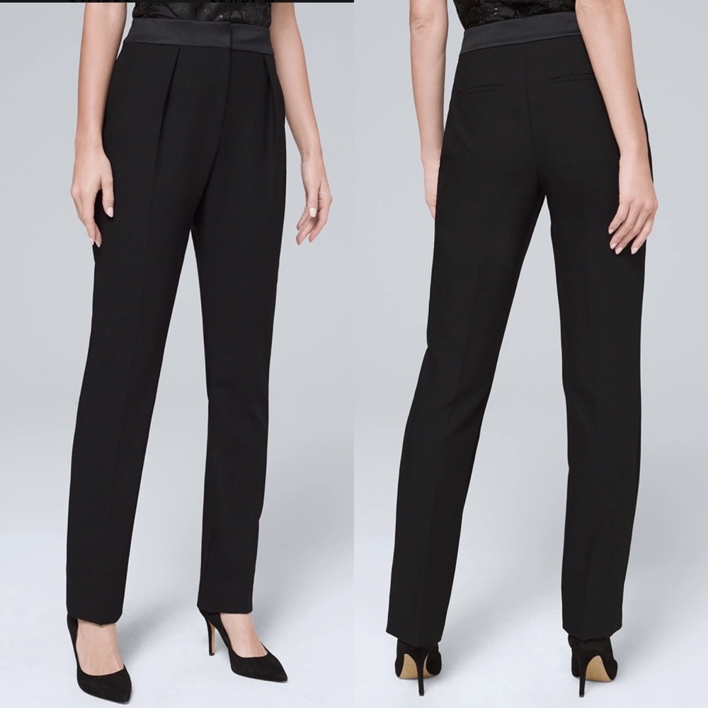 White House Black Market The Straight Leg Tuxedo Black Pant 4P